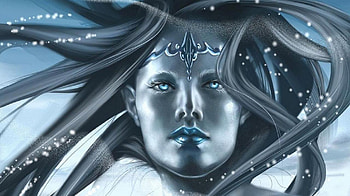 Snow queen, blue, winter, art, girl, woman, fantasy, snow, silver, queen HD wallpaper