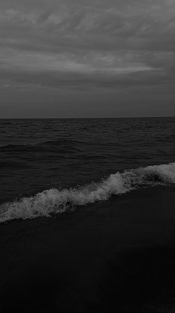 Waves, cloud, sky, black, black-and-white HD phone wallpaper