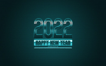 2022 New Year, 2022 turquoise background, 2022 concepts, Happy New Year 2022, turquoise carbon texture, turquoise background HD wallpaper