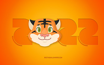 2022 New Year, , 2022 Year of the Tiger, 2022 background, yellow background, Tiger, Happy New Year 2022, 2022 concepts, 2022 Tiger background HD wallpaper