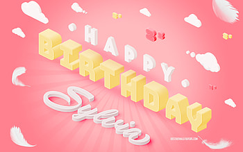 Happy Birtay Sylvia, 3d Art, Birtay 3d Background, Sylvia, Pink Background, Happy Sylvia birtay, 3d Letters, Sylvia Birtay, Creative Birtay Background HD wallpaper