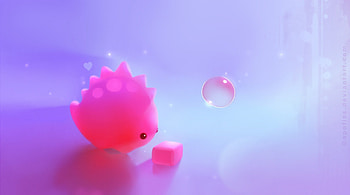 Pink Dino, sweet, dinosaur, cute, beautiful, beauty, purple, pink, cube, 3D, bubble HD wallpaper