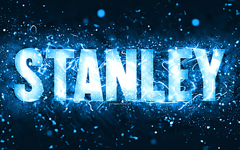 Happy Birtay Stanley, , blue neon lights, Stanley name, creative, Stanley Happy Birtay, Stanley Birtay, popular american male names, with Stanley name, Stanley HD wallpaper