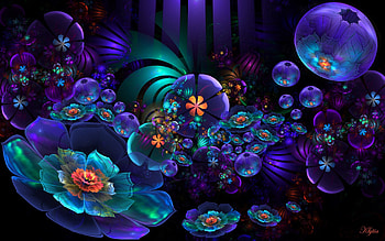 Abstract, Flowers, Dark, Shine, Light, Fractal, Shroud HD wallpaper