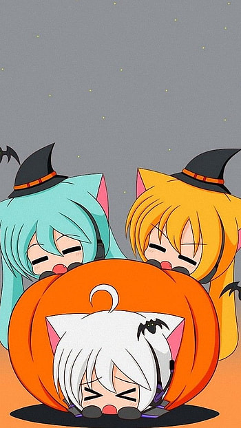 Three cute anime, , halloween HD phone wallpaper