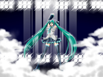 Hatsune Miku, glow, awesome, nice, hatsune, twintail, stage, girl, headset, singer, aqua, anime, pretty, smoke, virtual, song, heads, cute, vocaloid, beauty, miku, music, vocaloids, thighhighs, program, skirt, beautiful, diva, shiny, tie, lights, cool, idol, micro HD wallpaper