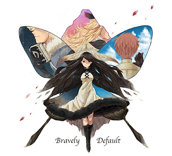 Bravely Default, cute, long hair, team, abstract, butterfly, wing, group, game, , warrior, plain, sexy, wings, white, hot, black hair, anime girl, simple, anime, video game, rpg HD wallpaper