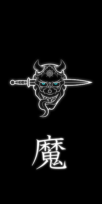 Demon blue, naruto, chinese, art, black, minimalist, minimalista, , anime HD phone wallpaper