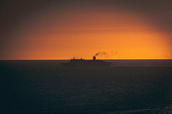 Nature, Sunset, Swimming, Horizon, Ship HD wallpaper