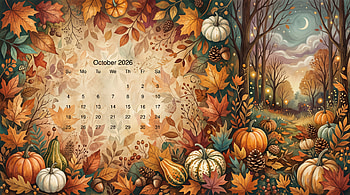 October 2026 — Moonlit Autumn Calendar, October 2026 Calendar HD wallpaper