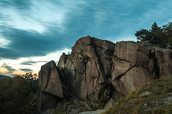 Nature, Trees, Clouds, Rocks, Evening HD wallpaper