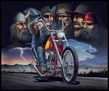 Dave Mann - The years, art, motorcycle, faces, road, people HD wallpaper