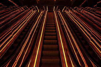 Dark, Neon, Glow, Ladder, Stairs, Subway, Metro HD wallpaper