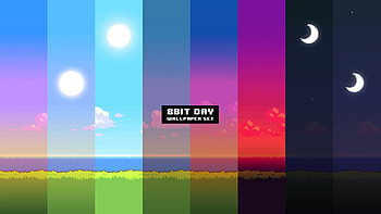 UPDATE: New version of the '8Bit Day' Set. Pixel changes based on time of day! [ different resolutions and installation ... HD wallpaper