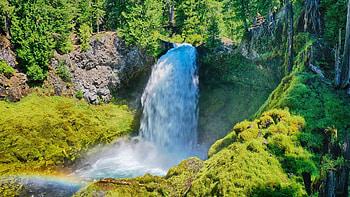 Sahalie Falls Santiam Junction, Oregon, river, trees, water, rocks, forest, usa HD wallpaper