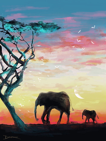 Animals, Art, Elephants, Wildlife HD phone wallpaper