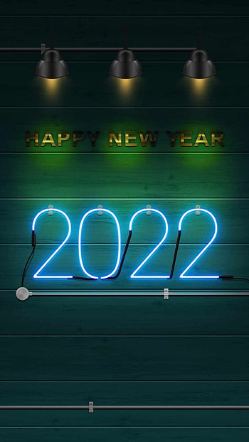 Happy new year, electric blue, neon, 2022, new year HD phone wallpaper