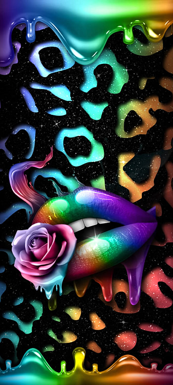 Neon Colorful Lips, magenta, pink, Leopard, Premium, rose HD phone wallpaper