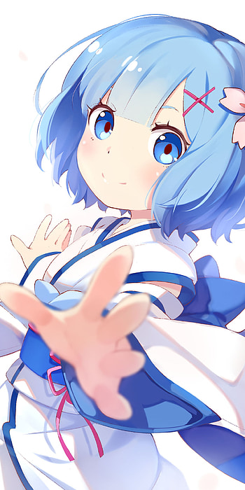 Rem's Blue Gaze — Short-Haired Re:Zero , blue eyes, blue hair, short hair, Rem (Re:ZERO), Anime, Re:Zero - Starting Life in Another World HD phone wallpaper