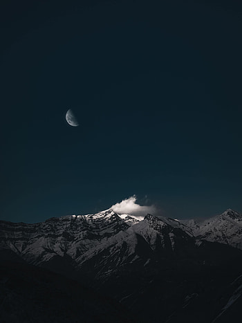 Nature, Night, Moon, Mountain, Dark, Cloud HD phone wallpaper