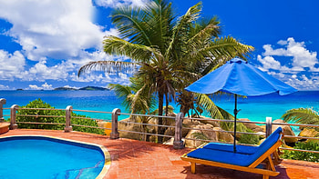 Beautiful place to relax, pool, nature, resort, beach HD wallpaper