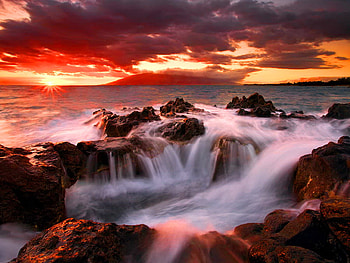 Night seascape, night, sea, rocks, waves, seascape, clouds, nature, sky, ocean HD wallpaper