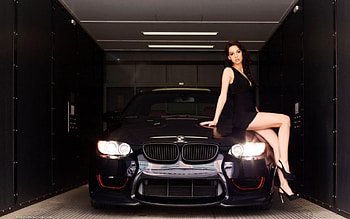 Woman and BMW, bmw, babe and car, chick and car, sexy bmw HD wallpaper