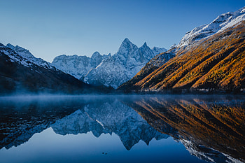 Snow Peak Mountains , mountains, nature, snow, reflection HD wallpaper