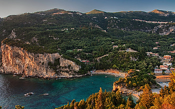 Corfu travels, Greek island sunset, Ionian Sea, Landscape HD wallpaper