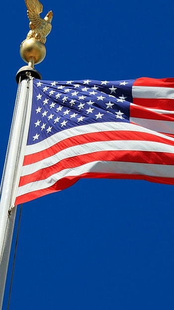American Flag, Blue Sky, Background HD phone wallpaper