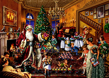 Upside Downside Christmas and Santa, Inside, Gifts, Santa, Upside, Downside, Fireplace, Children, People HD wallpaper