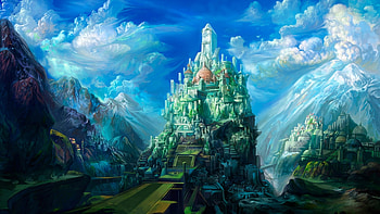 Fantasy, Clouds, Castles HD wallpaper