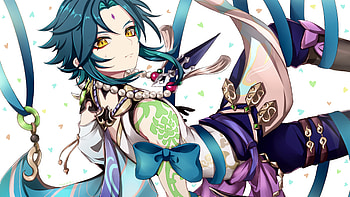 Yellow Eyes Blue Hair Xiao Genshin Impact HD wallpaper