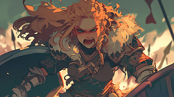 Fierce Viking Anime Girl – Medieval, medieval, viking, anime girl HD wallpaper