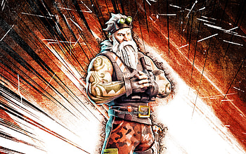 Sgt Winter, grunge art, Fortnite Battle Royale, Fortnite characters, Sgt Winter Skin, orange abstract rays, Fortnite, Sgt Winter Fortnite HD wallpaper