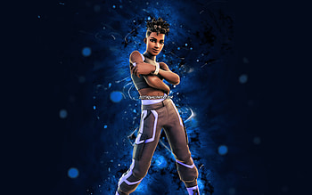 Band Pass, , blue neon lights, Fortnite Battle Royale, Fortnite characters, Band Pass Skin, Fortnite, Band Pass Fortnite HD wallpaper