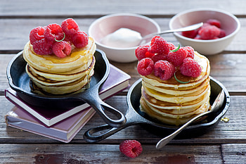 Food, Raspberry, Pancakes, Fritter, Honey HD wallpaper