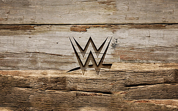 WWE wooden logo, , wooden backgrounds, World Wrestling Entertainment, WWE logo, creative, wood carving, WWE HD wallpaper