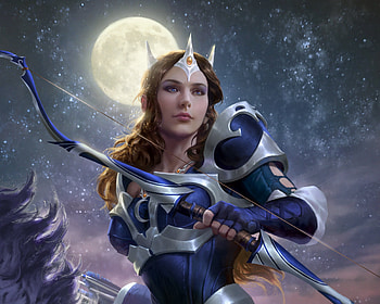 Mirana, night, blue, moon, fantasy, luna, girl, billy christian HD wallpaper