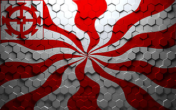 Flag of Mulhouse, honeycomb art, Mulhouse hexagons flag, Mulhouse 3d hexagons art, Mulhouse flag HD wallpaper