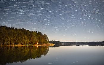 lake, nature, star trail HD wallpaper