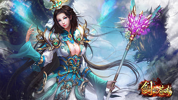 Fantasy girl, blue, pink, asian, fantasy, game, girl HD wallpaper