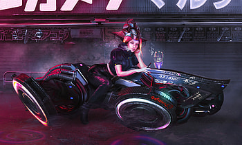 Superbike, anime girl, art HD wallpaper