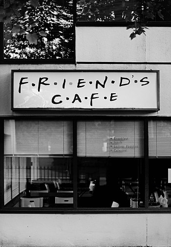 Words, Bw, Chb, Sign, Signboard, Friends, Cafe, Café HD phone wallpaper