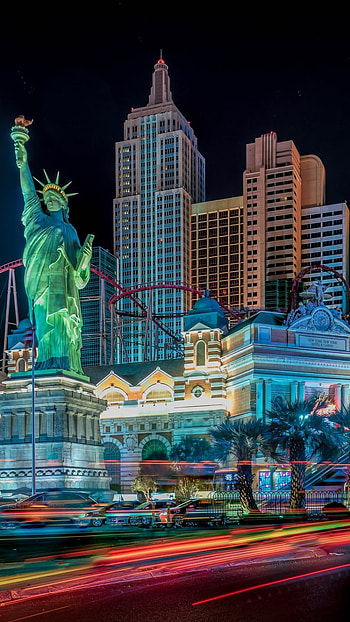 Las Vegas Neon Skyline — Night Time‑Lapse, skyscraper, building, time lapse, night, USA, city, man made HD phone wallpaper
