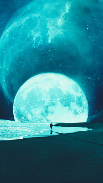 Beach, Moon, Dark, Silhouette, Miscellanea, Miscellaneous, Loneliness HD phone wallpaper