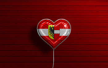 I Love Achern, , realistic balloons, red wooden background, german cities, flag of Achern, Germany, balloon with flag, Achern flag, Achern, Day of Achern HD wallpaper