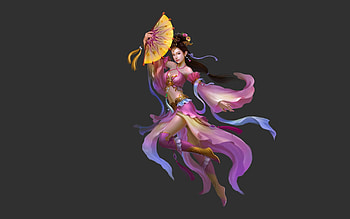 Fantasy girl, frumusete, asian, girl, fan, beauty, woman, pink, fantasy, game, luminos HD wallpaper