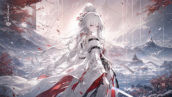 Hiyuki: Snowbound Blade — Wuthering Waves, Hiyuki (Wuthering Waves), Anime Girl, Katana, Kimono HD wallpaper