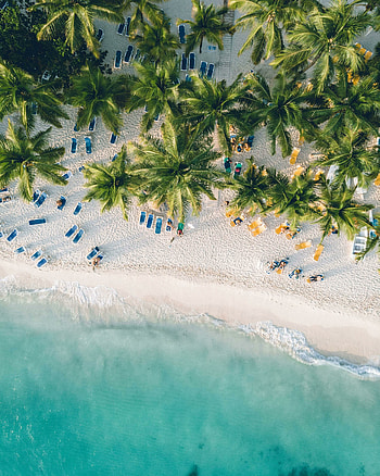 Blue beach, aerial view, calm and relaxed, holiday spot HD phone wallpaper